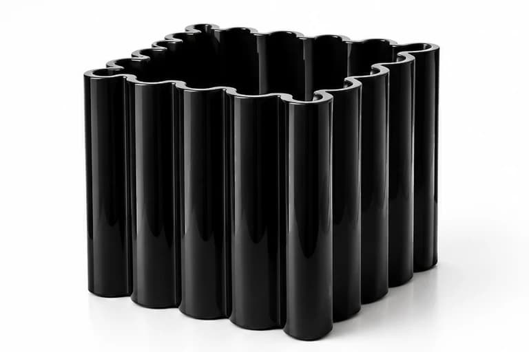Vaso Tubi, vaso a canne verticali, nero lucido
