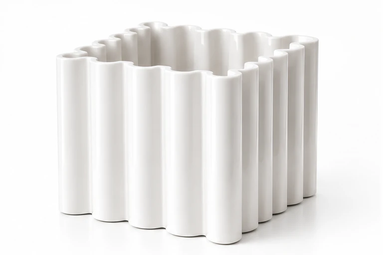 Vaso Tubi, vaso a canne verticali, bianco lucido